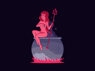 Inferno 2d character design demon devil girl hell illustration illustrator inferno vector art vector design woman
