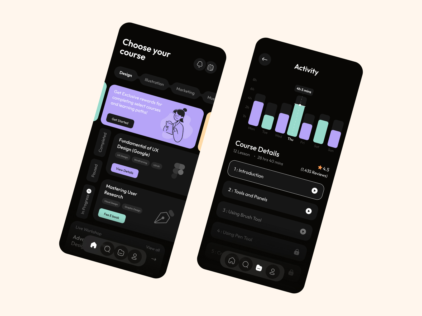 E-Learning App course course app dashboard e learning edtech education learning learning app learning platform mobile app mobile ui online class online course online education online learning study app teacher ui ui design ux
