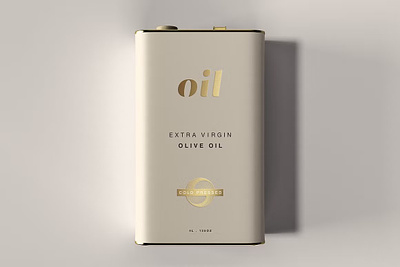Oil Tin Can Package Mockup can foil gold oil oil tin can package mockup package tin