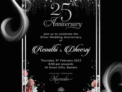 25th Wedding Anniversary E-Invite ✨🖤 25th anniversary 25th wedding anniversary artbynandy artbynandy designs celebrating love couples design digital invites e invitations graphic design indian invites invitation ideas invite inspo invites love save the dates silver jubilee starry floral theme wedding invites weddings