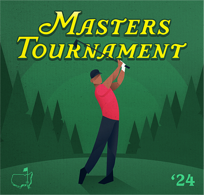 Masters Golf Tournament ball clean design figma flat fore golf golfer golfing illustration masters people simple tiger tiger woods tournament
