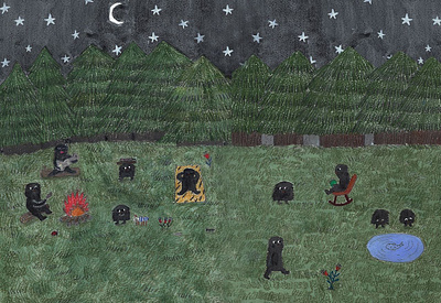 Personal work: Monster Neighbor illustration colored pencil monster personal work water watercolor painting