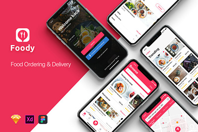 Foody - Food App UI Kit concept delivery food foody food app ui kit freeui grabfood material mobile ui uber ui ui app ui kit uikit uxui
