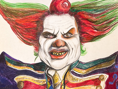 Eddie the Clown - Walibi Holland Fright Nights bright colors hand drawn horror horror illustration killer clown