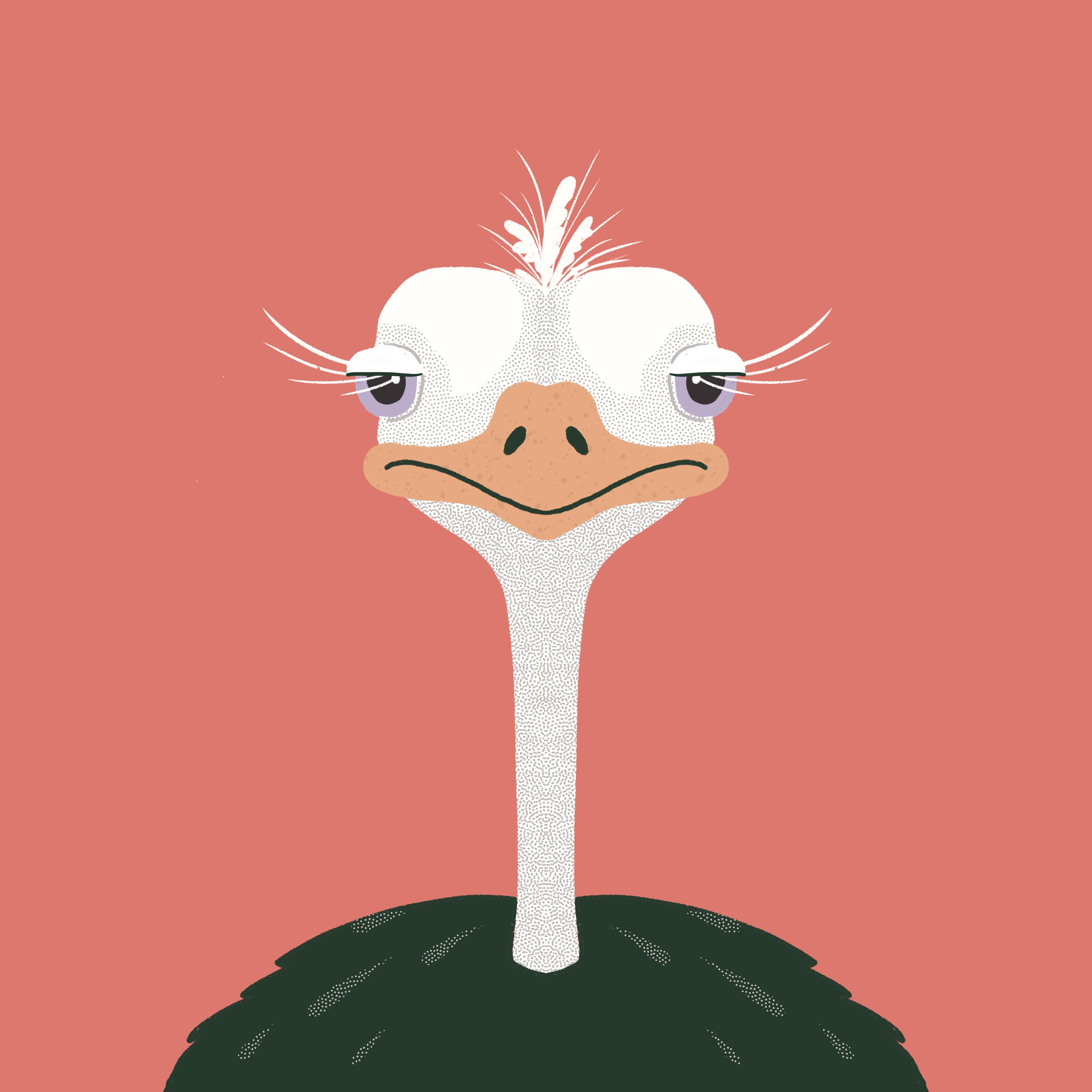 Critical creature beak big bird birds critical criticism digital drawing expression expressive eyes facial expression feathers funny funny bird illustration judgemental karen lashes laugh ostrich quirky bird