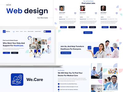 Medical and Healthcare Service Website design health care landing page medical mockup we care web design website design