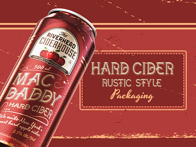 Hard Cider Rustic-Style Packaging alcohol packaging beverage design beverage packaging branding can design can packaging design cider packaging design food packaging graphic design hard cider illustration label design packaging packaging design retro packaging rustic design rustic packaging