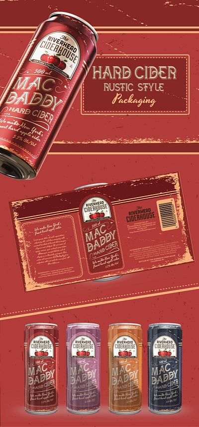 Hard Cider Rustic-Style Packaging alcohol packaging beverage design beverage packaging branding can design can packaging design cider packaging design food packaging graphic design hard cider illustration label design packaging packaging design retro packaging rustic design rustic packaging