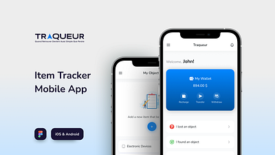 Traqueur - Item Tracker App UI/UX Design android app app design branding design figma ios mobile app mockups prototyping ui uiux user research ux ux design wireframing