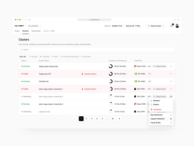 GPU Clusters - DePIN Web App ai blockchain code crypto dashboard decentralized depin developer enterprise gpu minimal product design saas software token ux web app web3