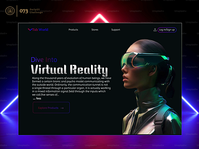 "Virtual Reality" landing page as my 073 DailyUI Challenge. 3d branding dailyui graphic design logo ui