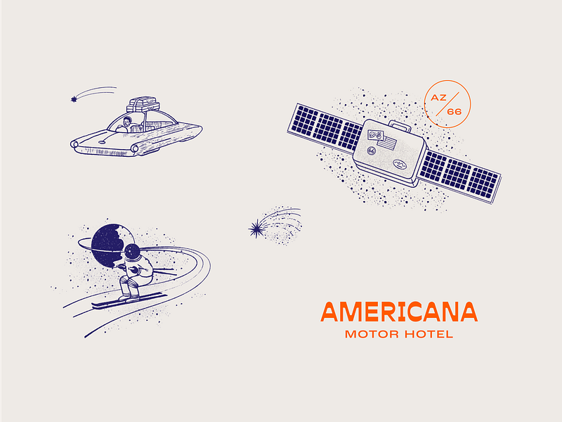 Americana Motor Hotel branding design identity illustration logo retro