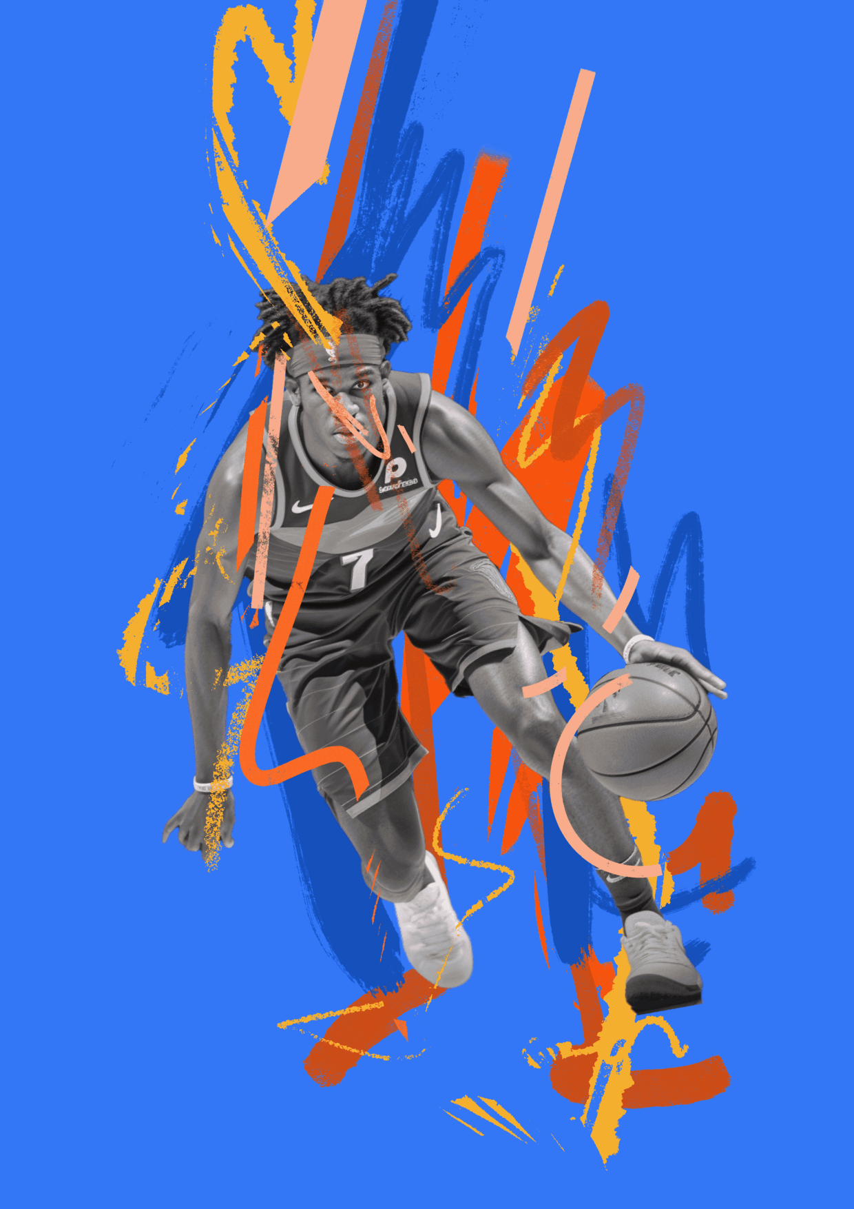 Shai Gilgeous-Alexander basketball character design illustrated nba illustration illustrator nba nba animation nba basketball nba illustration people portrait portrait illustration procreate