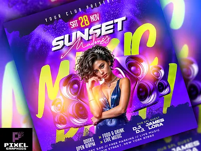 Club Music Party Flyer bar flyer celebration club event club flyer design dj flyer event flyer event post event poster graphic design photoshop psd flyer wee weekend music weekend music party flyer