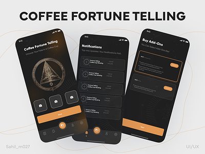 Coffee Fortune Telling App cup reading fortune telling rating top rated trending uiux user experince user interface user interface designer
