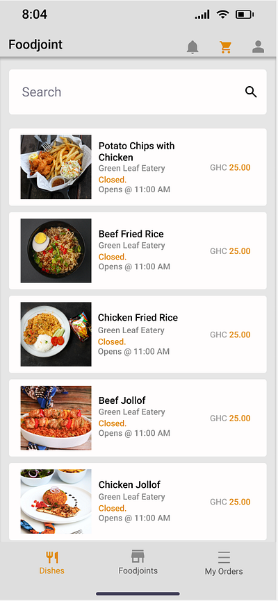 Prompt: Food App ui