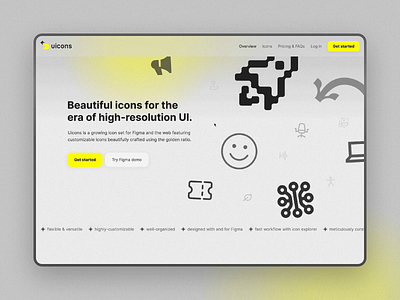 Uicons Landing Page Animations animation design figma icons figmaicons grey icon set icon sets iconlibrary iconpack iconset landing page lp scroll animation ui ui icons uidesign web webdesign website yellow