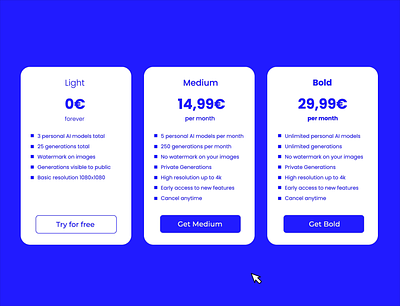 Daily UI 030 - Pricing Animation after effects animation blue card animation cards daily ui dailyui design motion design motion graphics motion ui pricing ui ui design webdesign