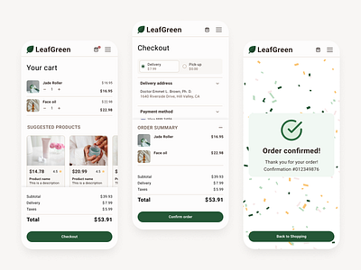 Eco Friendly Shop Checkout checkout flow e commerce mobile design mobile first product design retail website ui