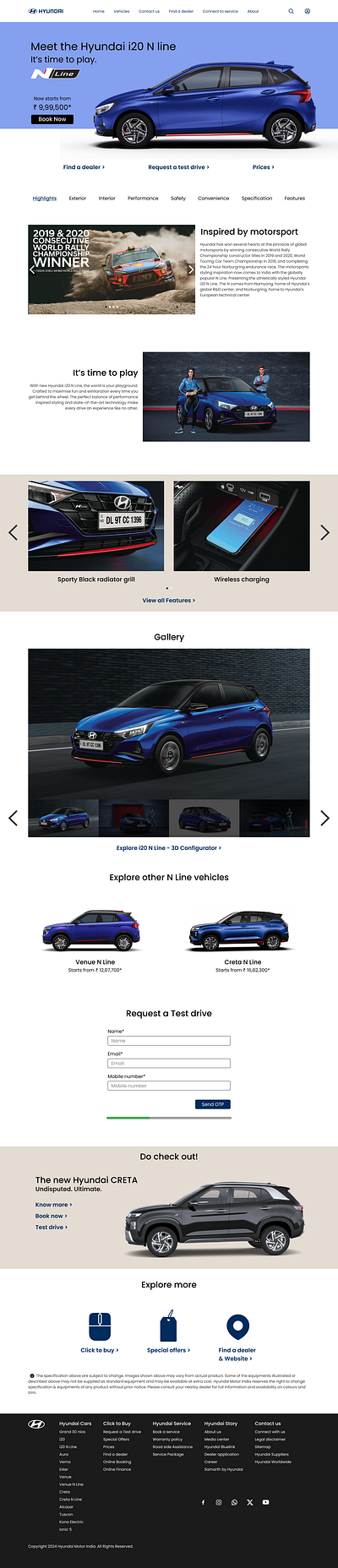 Hyundai i20 N Line landing page redesign ui uiux ux website