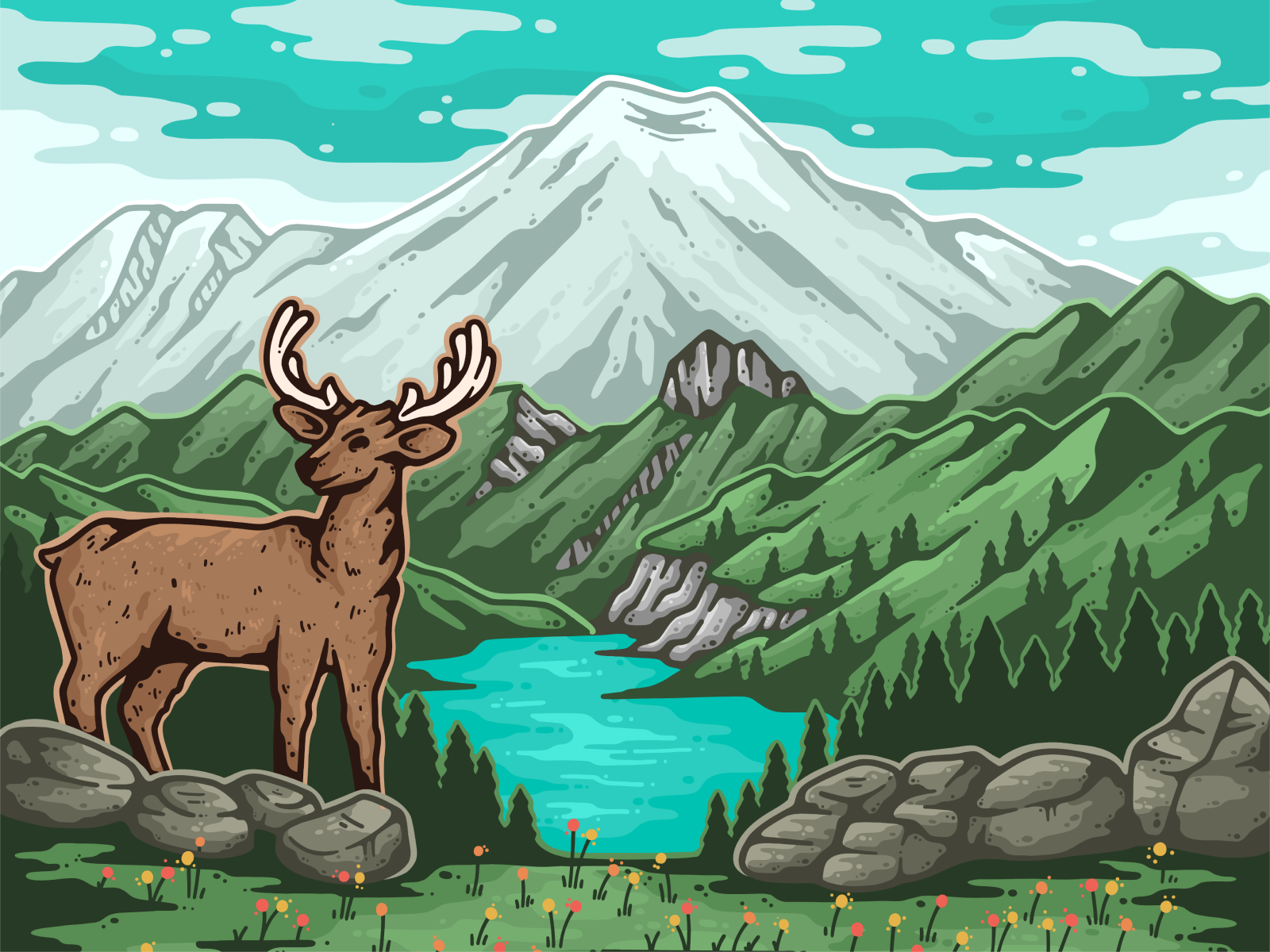 Rainier National Park badge design illustration national park rainier sticker vector washington