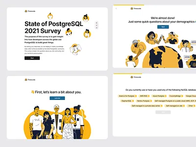 Survey - TimeScale .timescale animation app bar chip chips clean flat illustration layout postgresql progress survey survey dev ui ux web
