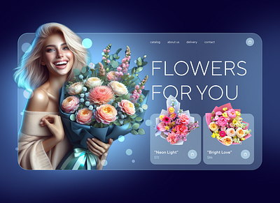 UI Concept | Neon FlowerShop ai artificial intelligence bright design flower flower shop flowers flowershop graphic design neon ui ui design web design