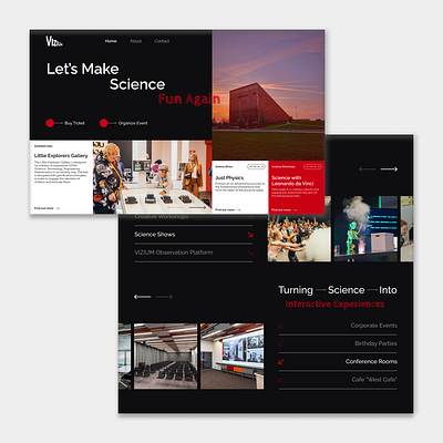 Conjecture 005: Website Design for Science Centre, Vizium tone design ui ui design website design