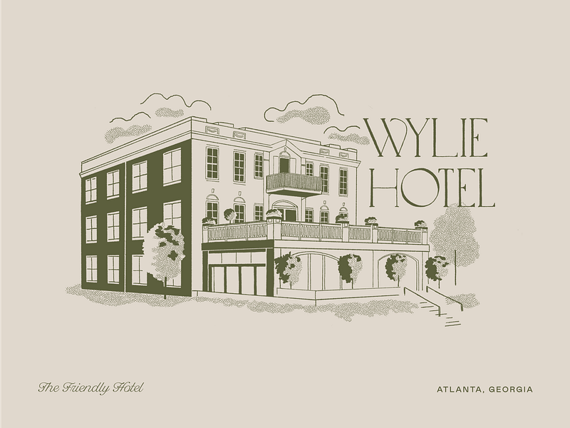 Wylie Hotel Illustrations branding design identity illustration portrait