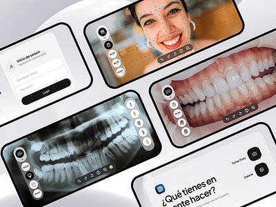 Digital Dental Design app branding clean dental design digital edit facial flat illustration ios landscape layout library login rx take photo ui undo ux