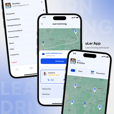 uLer App ui design driving learn driving rating top trending ui ui design uiux user experince user interface