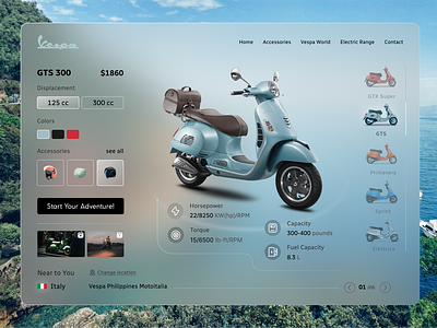 Vespa Scooters E-commerce Web Design UI 3d animation ui