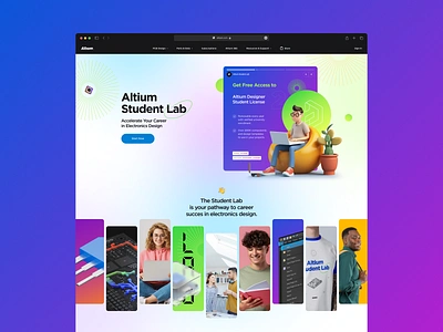 Education Program Landing 3d career colorful education electronics homepage illustration lab landing pcb program school software student ui