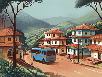 Agumbe bus ride agumbe bus ride enviornment forest graphic novel hair pin hills houses mangalore memories mist roadtrip topography valley village winding road