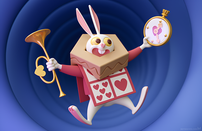 Down the rabbit hole 3d alice in wonderland bunny character character design illustration illustrator rabbit