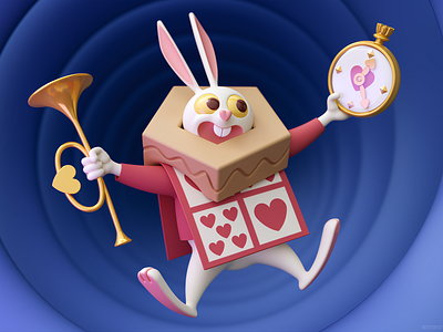 Down the rabbit hole 3d alice in wonderland bunny character character design illustration illustrator rabbit