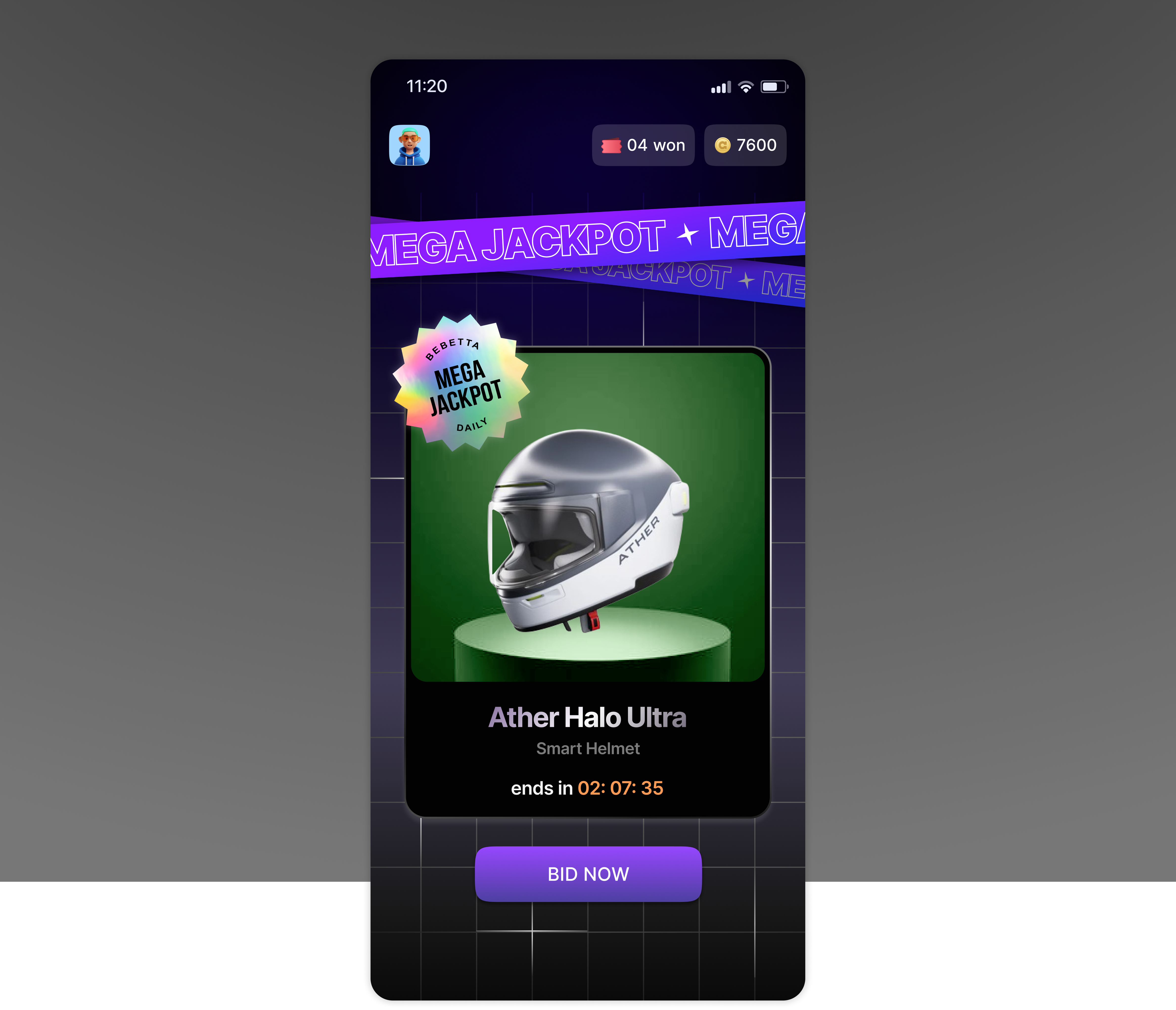 Mega Jackpot Reward - Store Section app bid bidding daily design figma jackpot mobile premium rewards store ui ux