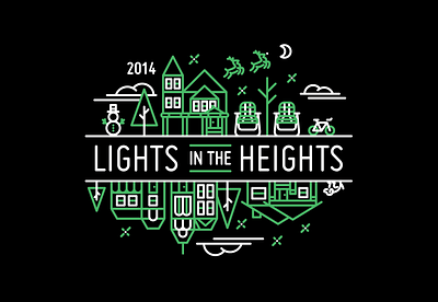 Lights in the Heights christmas heights houston line art