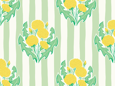 Dandelion Block Print Pattern block print dandelions fabric illustration interior design line art pattern design procreate surface design wallpaper