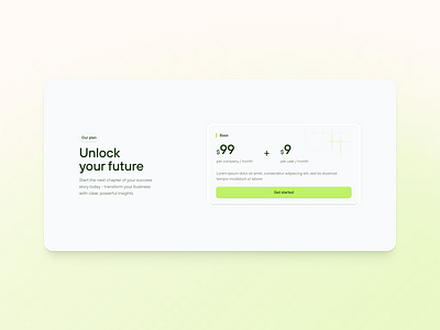 🎫plan card clean green plan price pricing section subscription ui