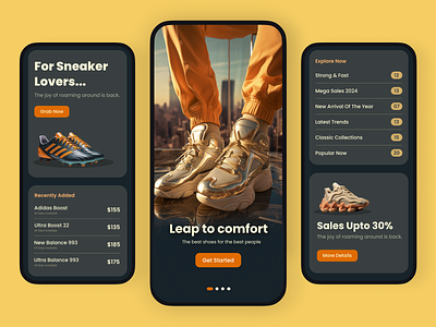 Ecommerce App for sneaker Lovers app application brand concept designer discount ecommerce freelance lovers mobile mobile app order project purchase remote shoe sneakers task trending ui