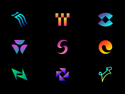 Unused Logo Concepts arrow branding circle concept design dog e gradient ie line logo n s square t