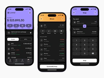 Crypto Wallet Mobile App animation app crypto design figma fintech product design ui ux wallet