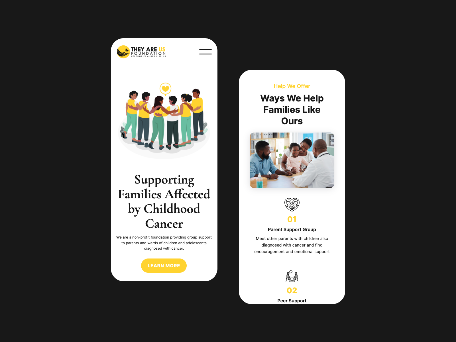 Example of They Are Us Foundation / Nonprofit org. / Website Mobile View