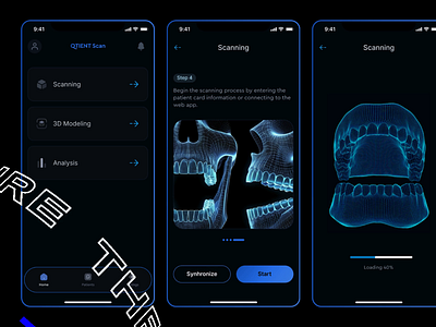 Dental Scanning • Mobile App Interface • Healthcare Domain 3d 3d modeling animation branding dental dental app dental scanning healthcare jaw mobile app scanning ui uiux design