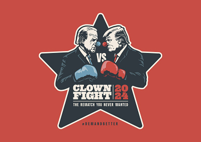 Clown Fight 2024 design graphic design illustration logo t shirt design typography vector