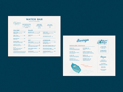Water Bar Menu art direction branding cocktail bar design graphic design illustration layout logo menu menu design oyster bar restaurant branding restaurant design typography