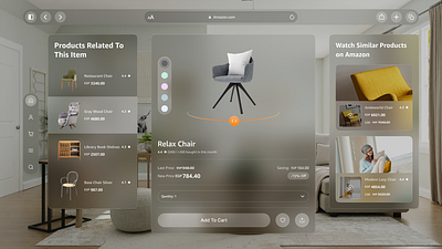 Amazon Marketplace Shopping (Product Details) - Vision OS 3d animation app ui apps design ar cover design figma interaction design motion graphics ui ux visonos vr