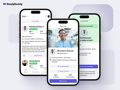 StudyBuddy - Tutor-Parent Connection Platform case study education learning mobile mobile app phone tutoring ui ux