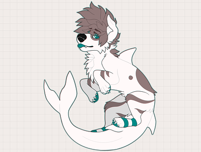 Happy Shark Boi 🦈💿 drawing furry fursona shark wolf